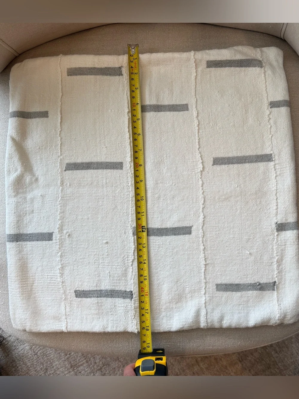 Textured woven Ivory Stripe Decorative Pillow Cover